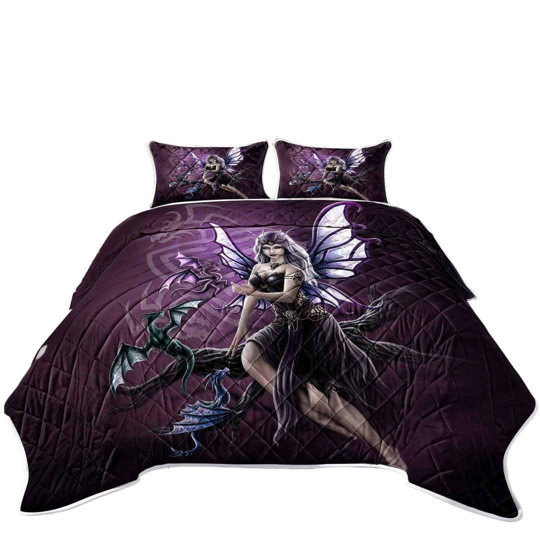 Fantasy Art Butterfly Girl the Dragon Keeper Quilt