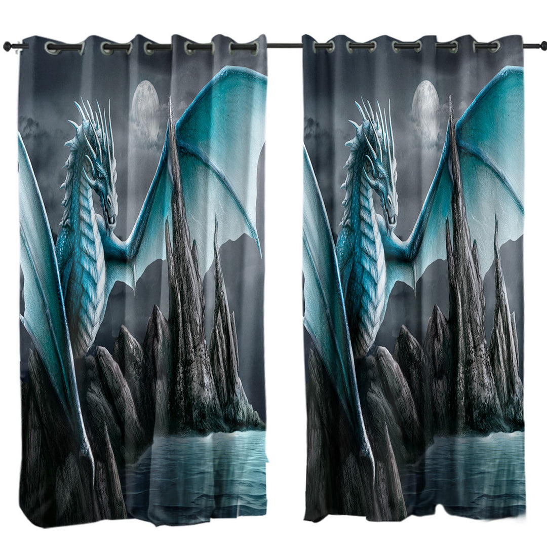 Fantasy Art Cameron Ice Blue Dragon Curtain