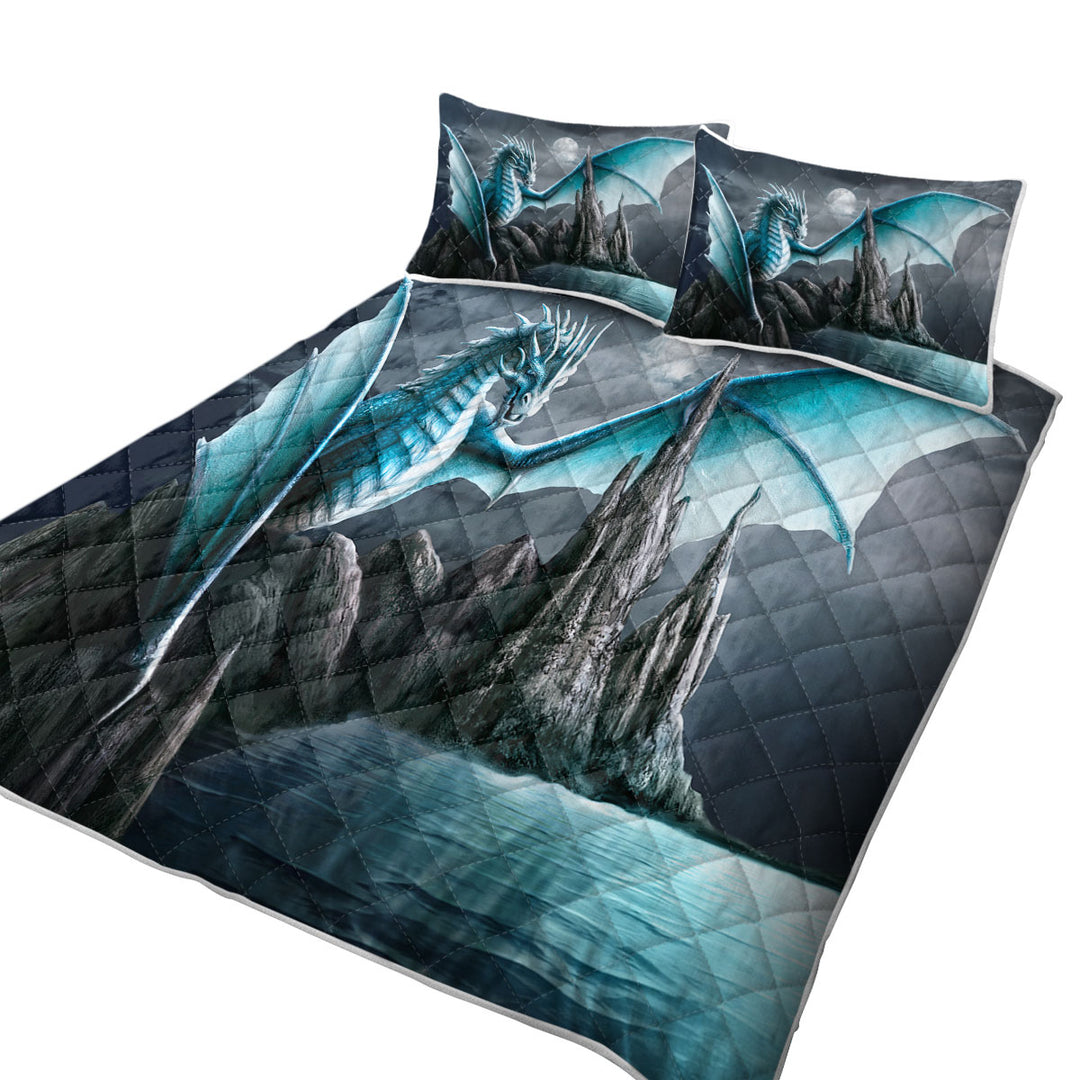 Fantasy Art Cameron Ice Blue Dragon Twin Quilt