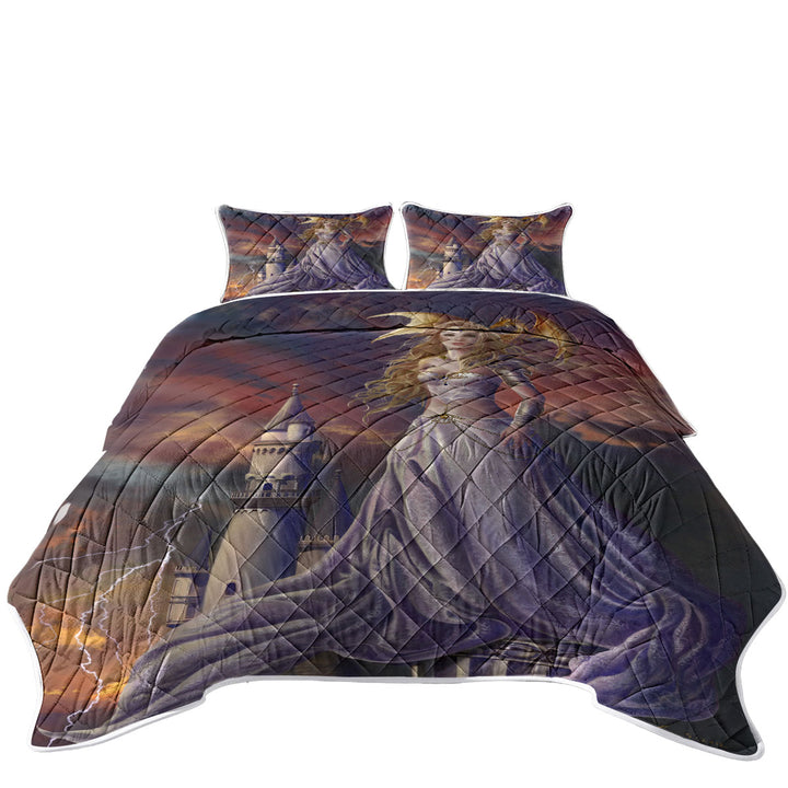 Fantasy Art Castle and the Beautiful Dragon Princess Quilt