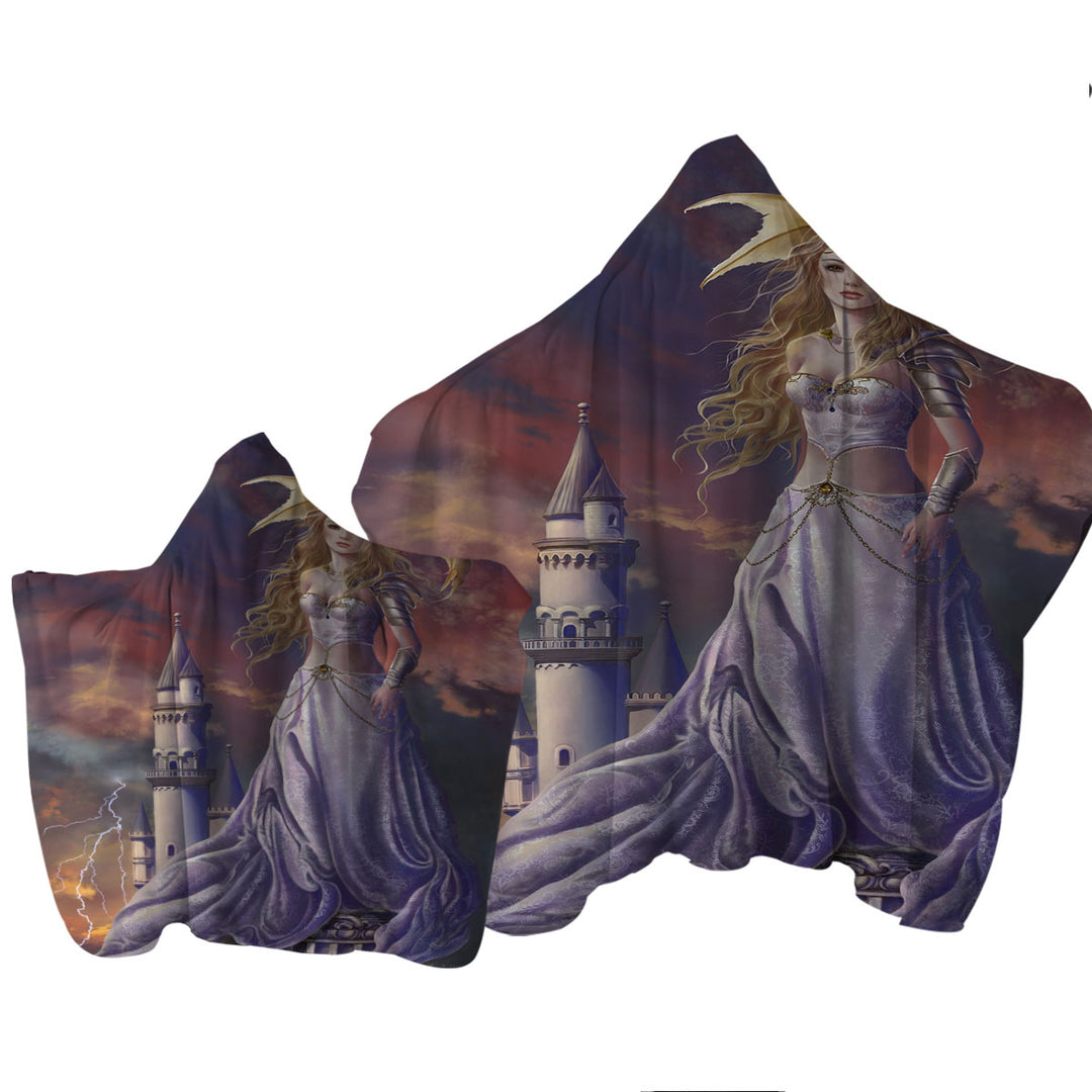 Fantasy Art Castle and the Beautiful Dragon Princess Towel Hoodie