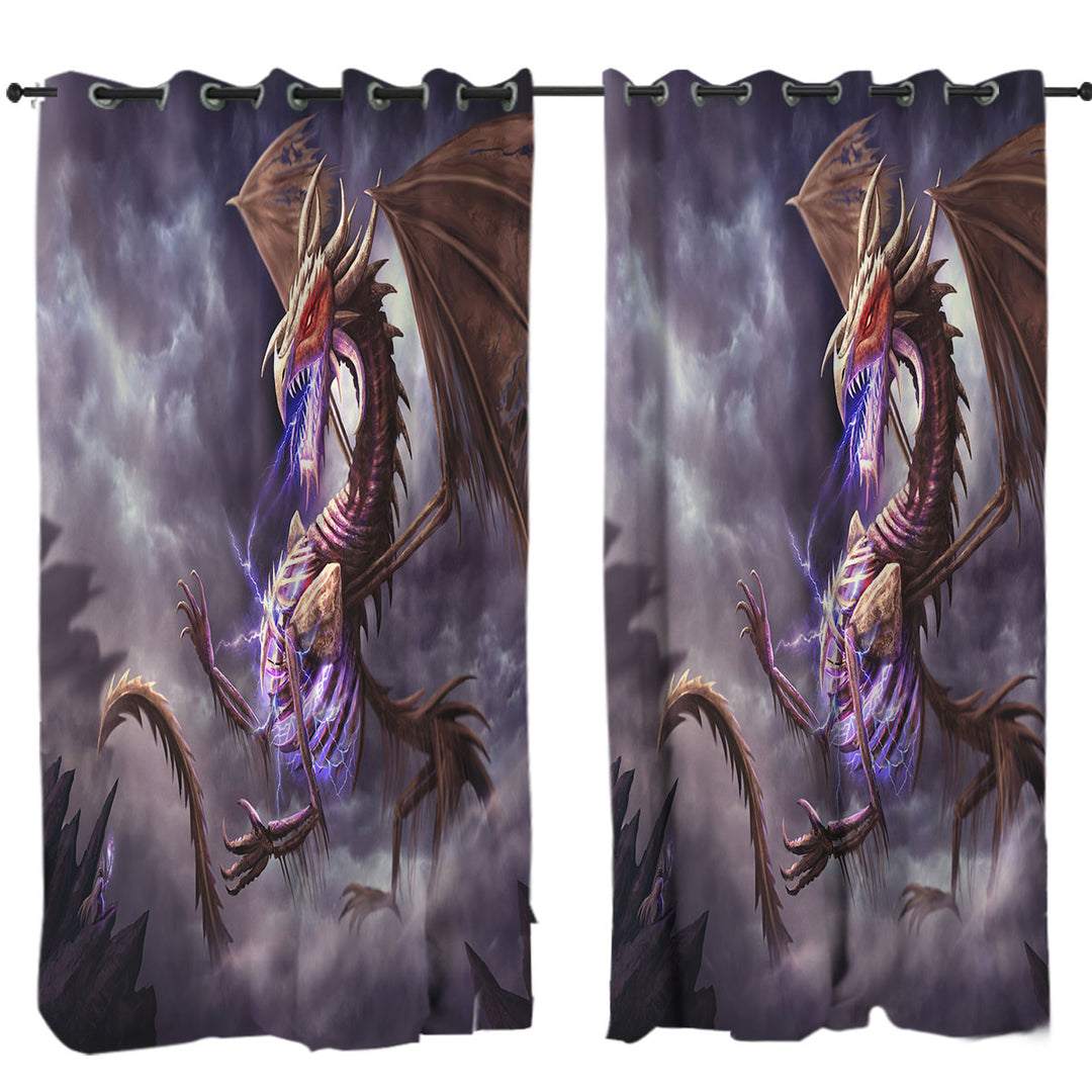 Fantasy Art Cool Bone Dragon Curtains for Bedroom