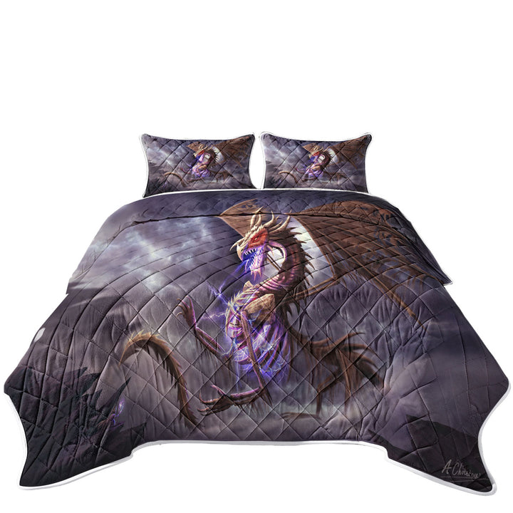 Fantasy Art Cool Bone Dragon Summer Quilt