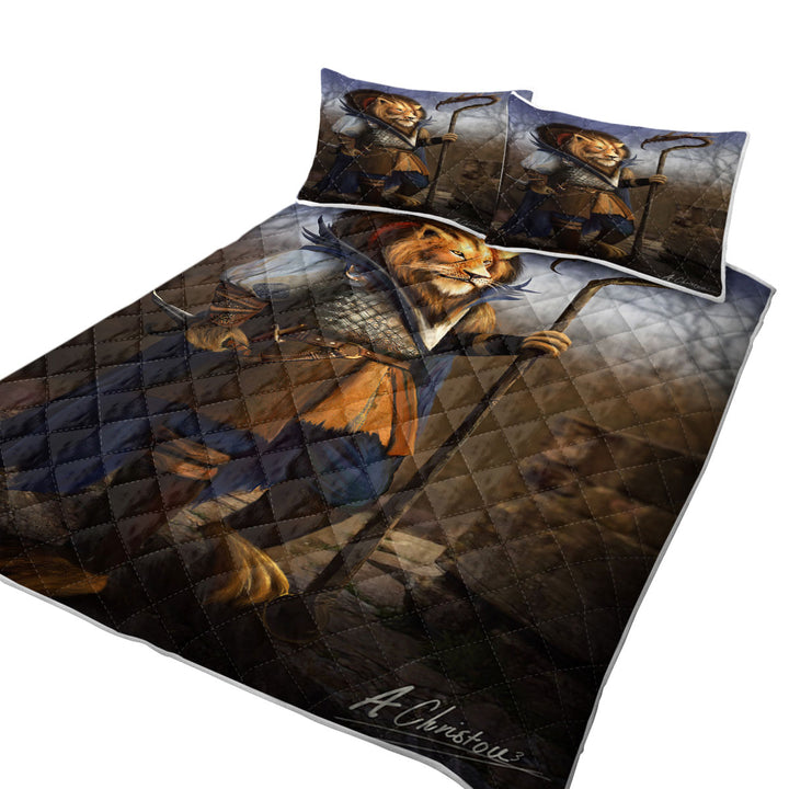 Fantasy Art Cool Lion Warrior Quilt