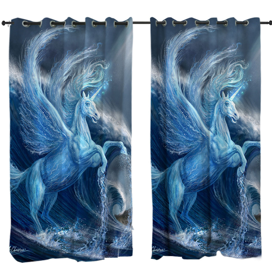 Fantasy Art Cool Water Pegasus Curtains