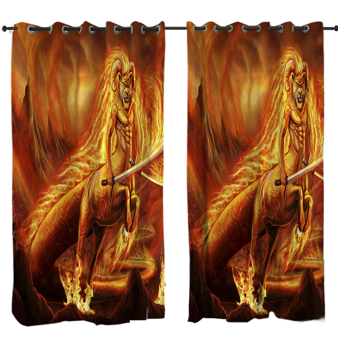 Fantasy Art Creature of Fire Curtains for Living Room