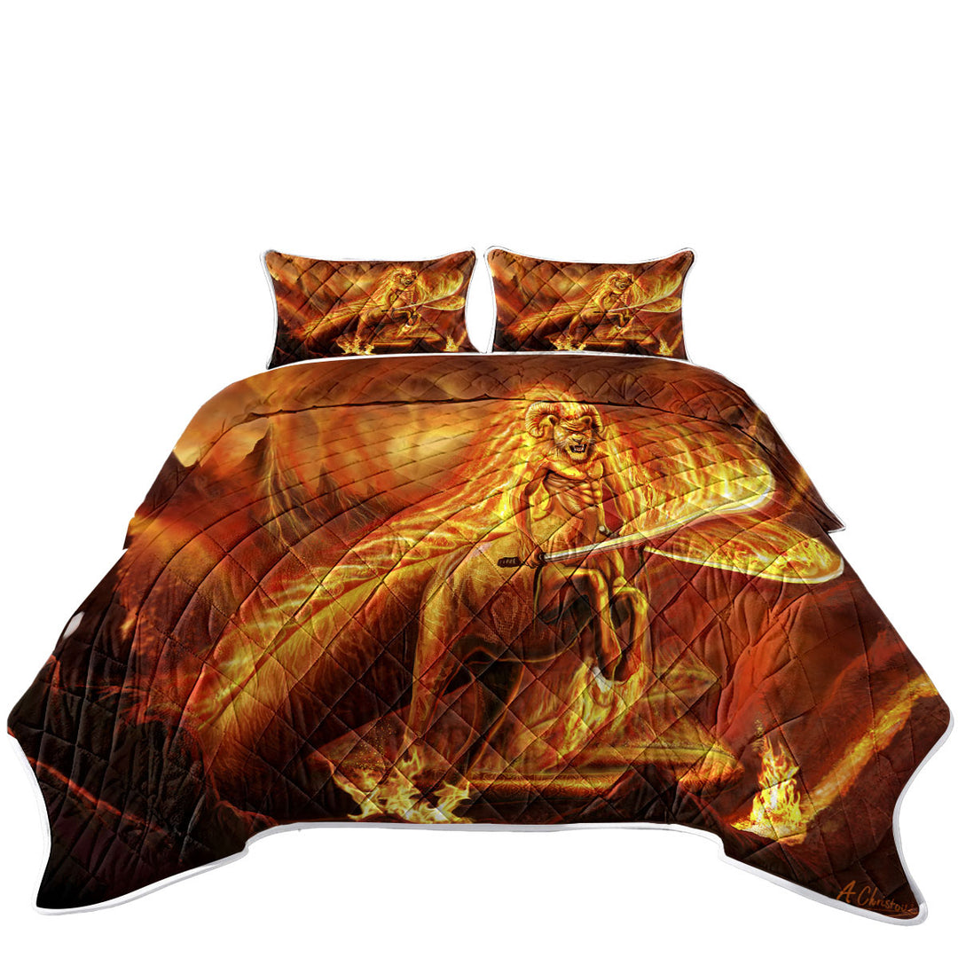 Fantasy Art Creature of Fire King Quilt