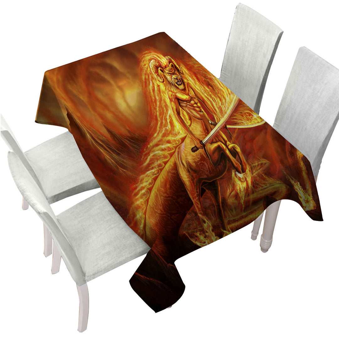 Fantasy Art Creature of Fire Tablecloth