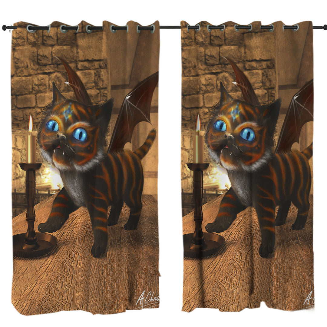 Fantasy Art Cute Dragon Cat Drapery