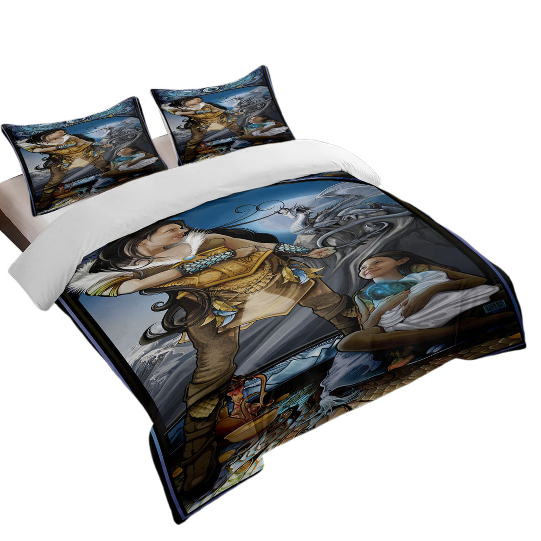 Fantasy Art Dragon Rider Coverlets