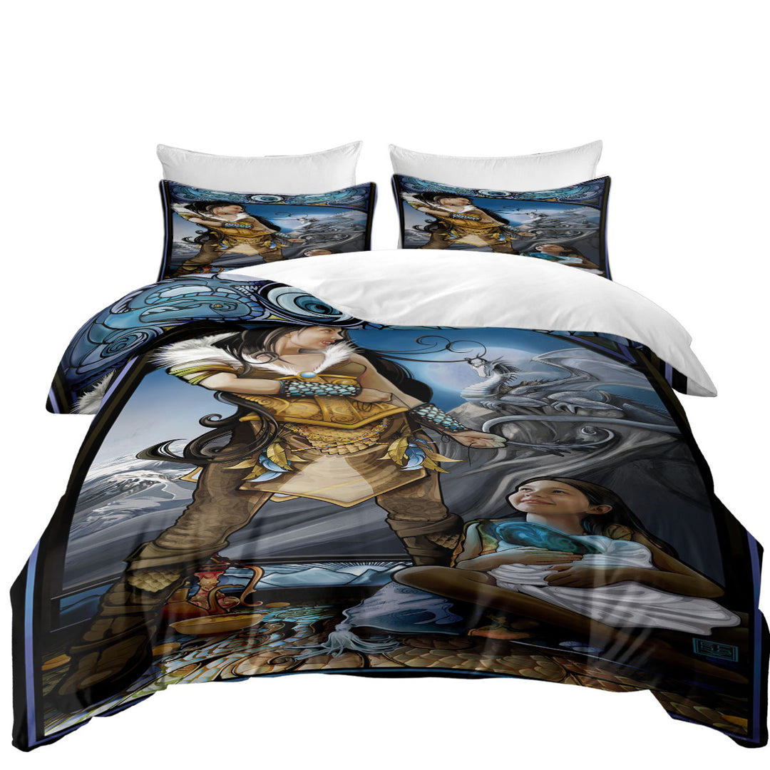 Fantasy Art Dragon Rider Duvet Cover