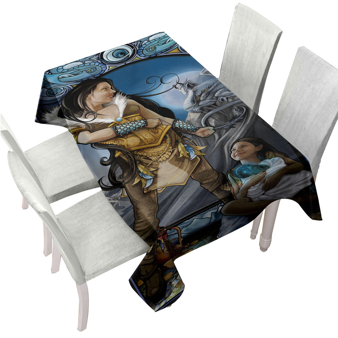 Fantasy Art Dragon Rider Tablecloth