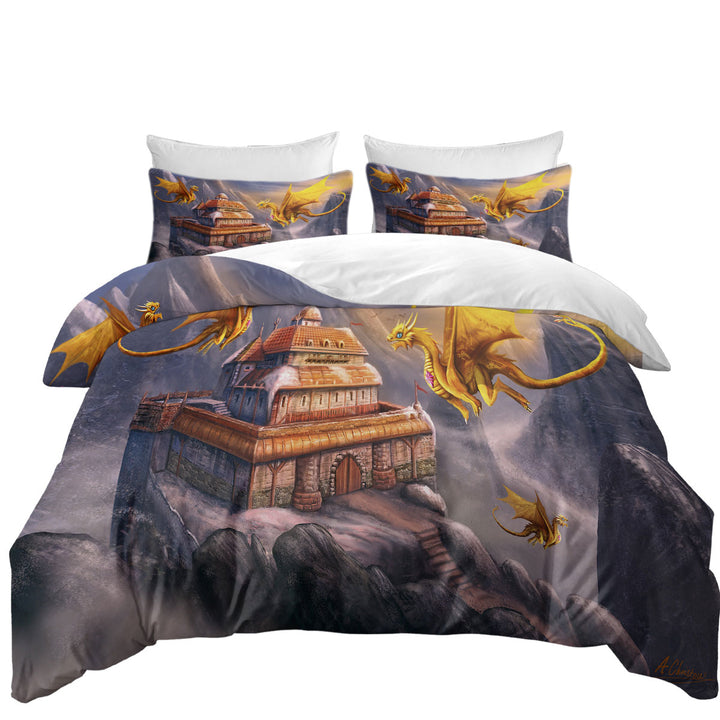 Fantasy Art Dragons Haven in the Mountains Duvet Cover sale