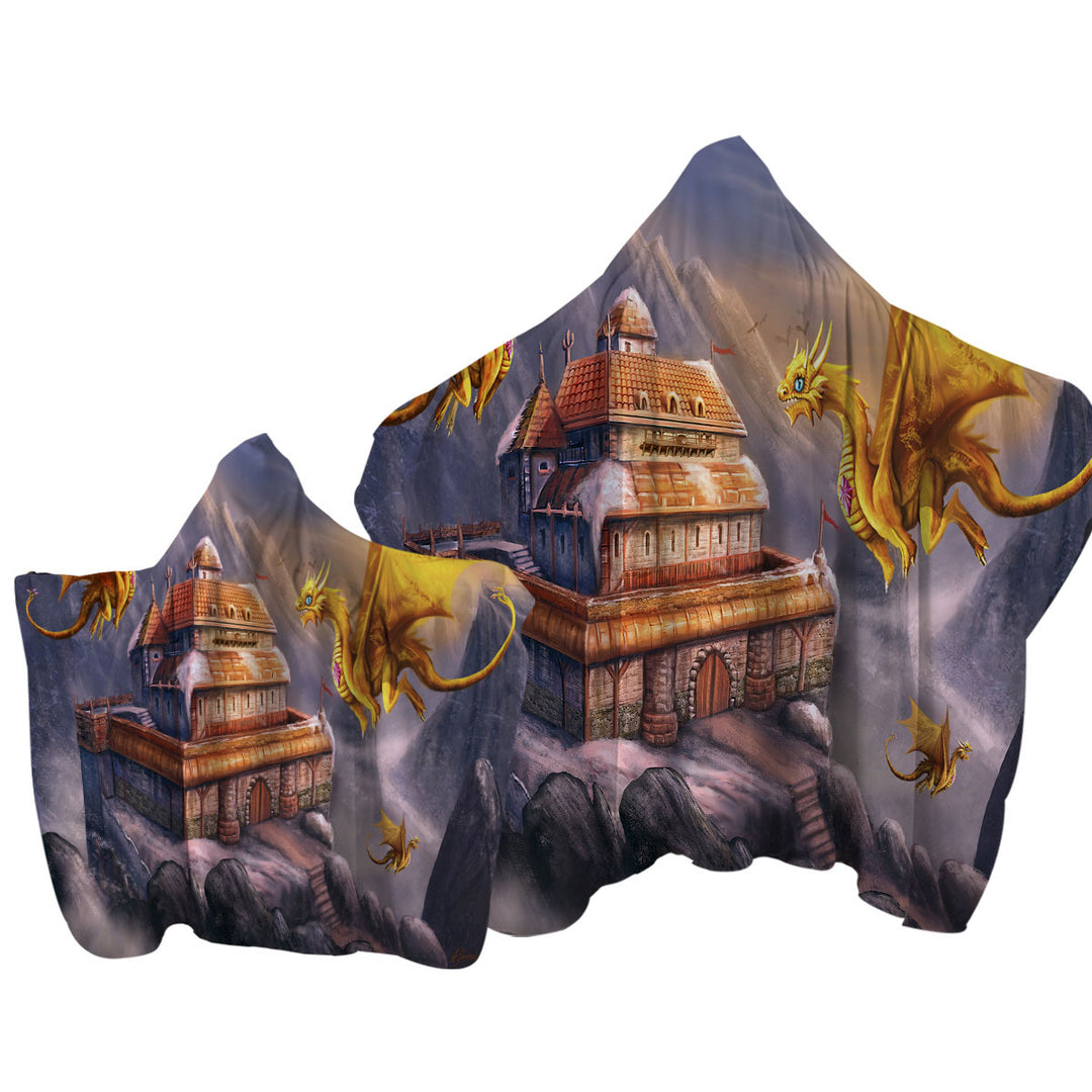 Fantasy Art Dragons Haven in the Mountains Towel with Hood