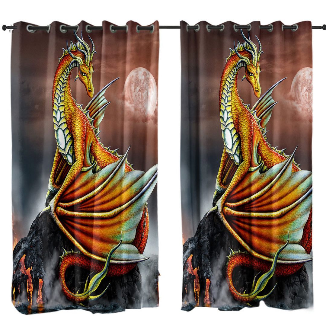 Fantasy Art Everly the Volcano Island Dragon Drapes and Curtains