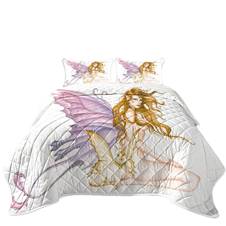 Fantasy Art Fairy Cat and Amber the Sexy Fairy California King Quilt Sets