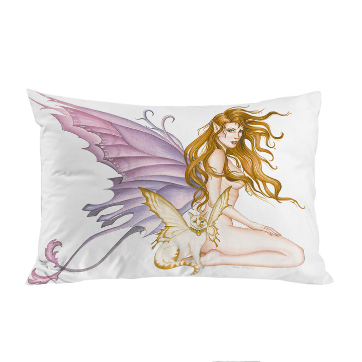 Fantasy Art Fairy Cat and Amber the Sexy Fairy Pillowcase