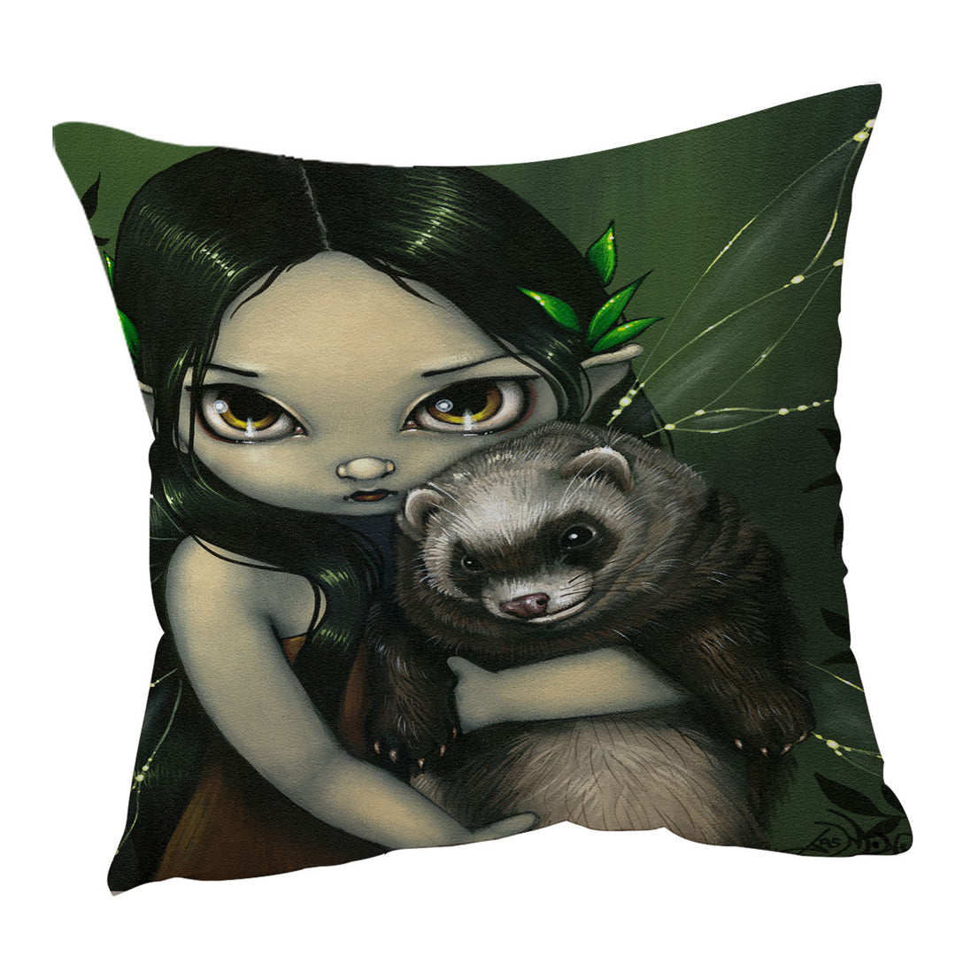 Fantasy Art Ferret and His Fairy Cushion