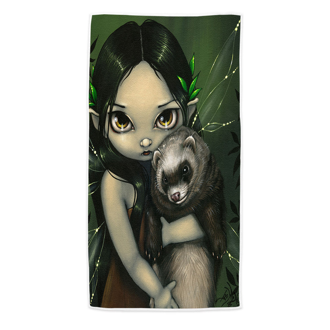 Fantasy Art Ferret and His Fairy Pool Towels