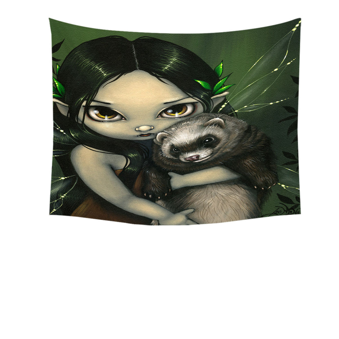 Fantasy Art Ferret and His Fairy Tapestry