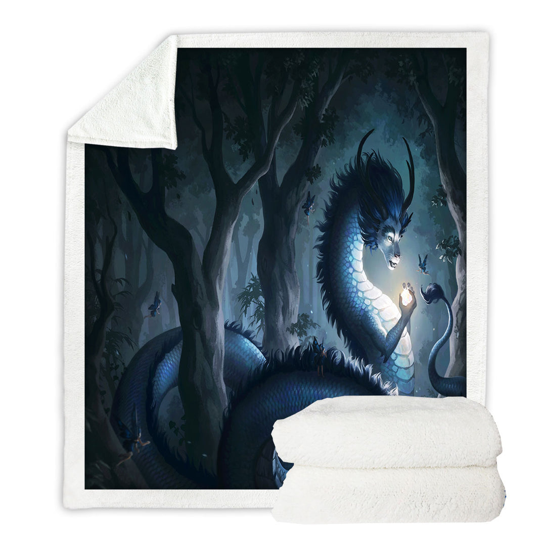 Fantasy Art Forest Dragon Blankets