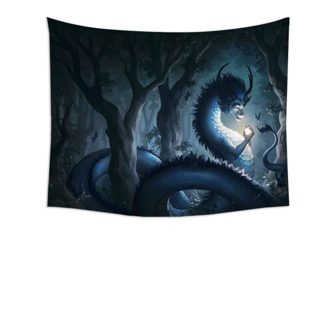 Fantasy Art Forest Dragon Tapestry Wall Hanging