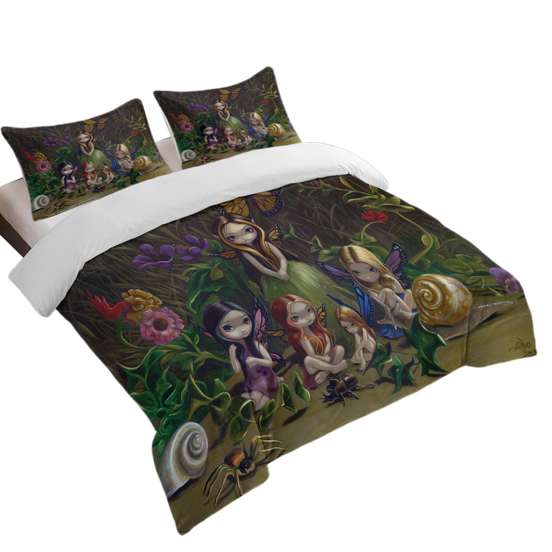 Fantasy Art Forest Gathering of Faeries Quilt Cover