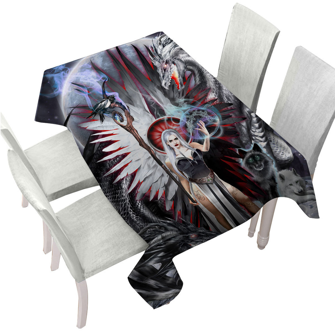 Fantasy Art Gemini Cool Angel and Friends Tablecloths