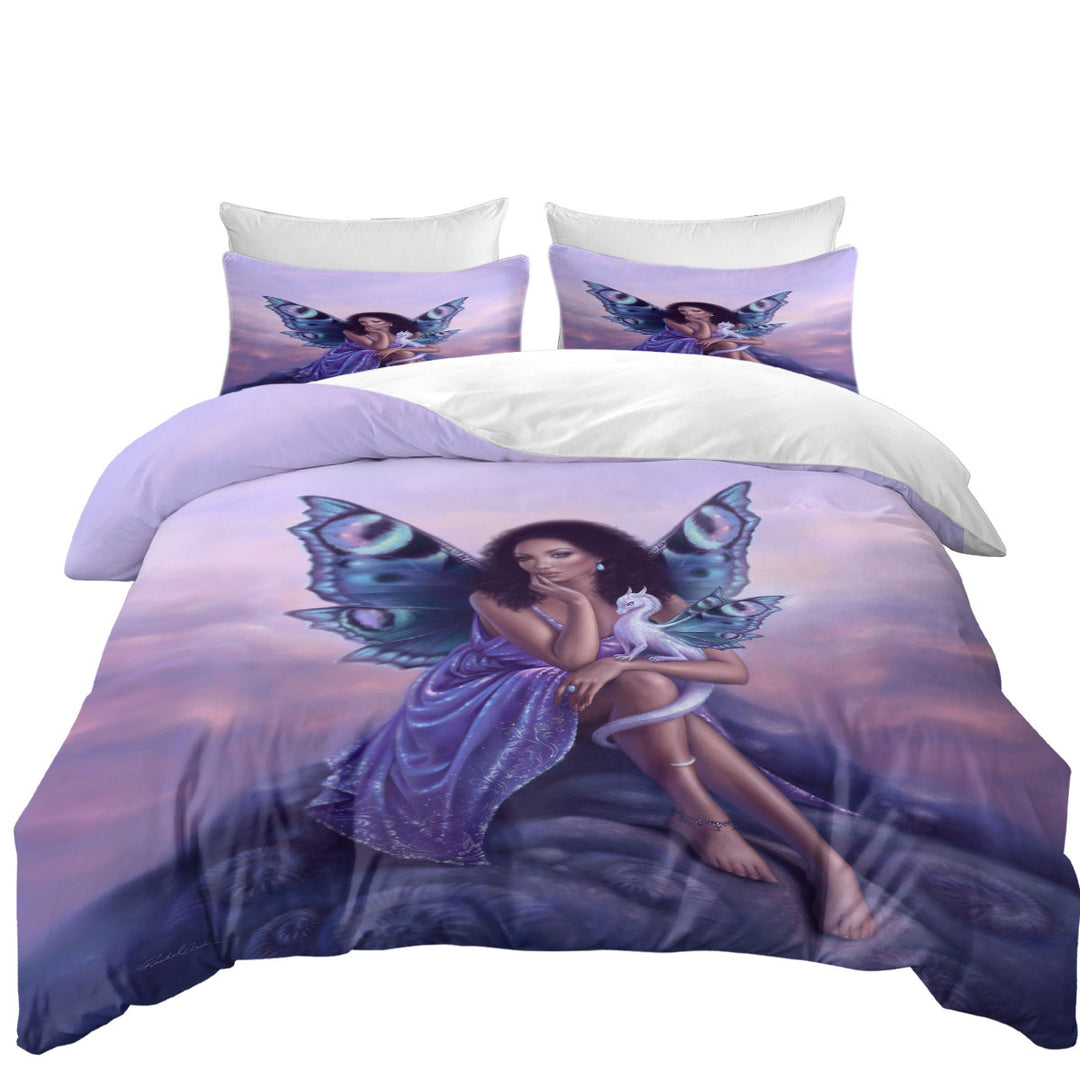 Fantasy Art Gorgeous Black Girl Dragon Fairy Duvet Covers