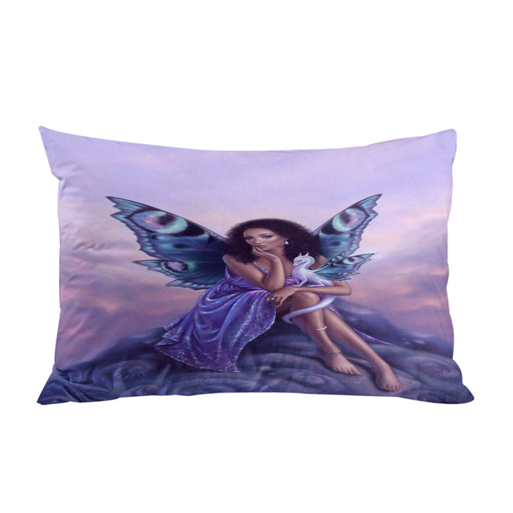 Fantasy Art Gorgeous Black Girl Dragon Fairy Pillow Case Covers