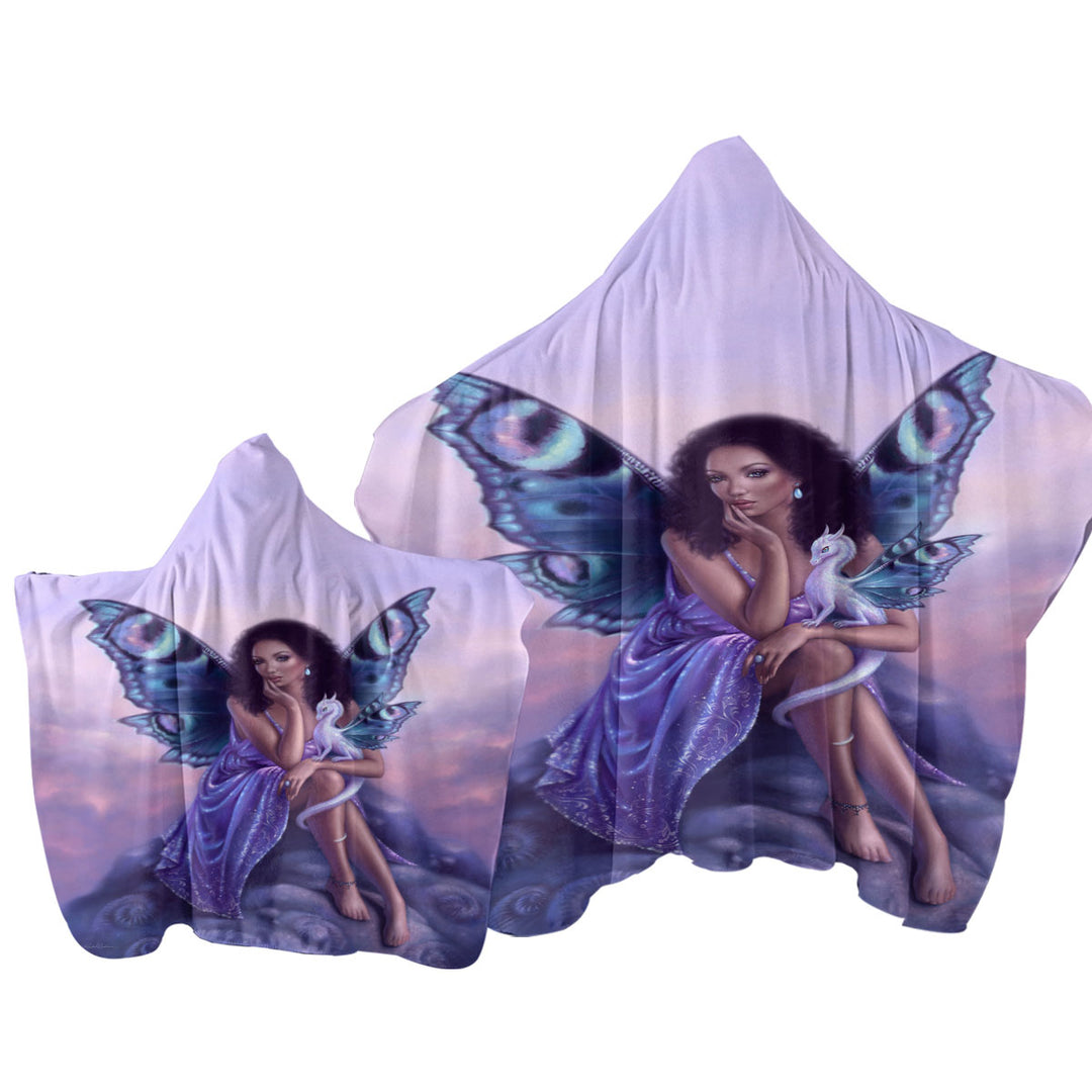 Fantasy Art Gorgeous Black Girl Dragon Fairy Towel Hoodie