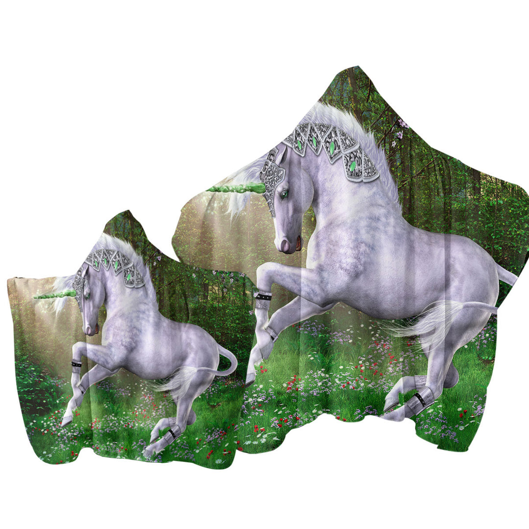 Fantasy Art Jade the Unicorn Hooded Beach Towel