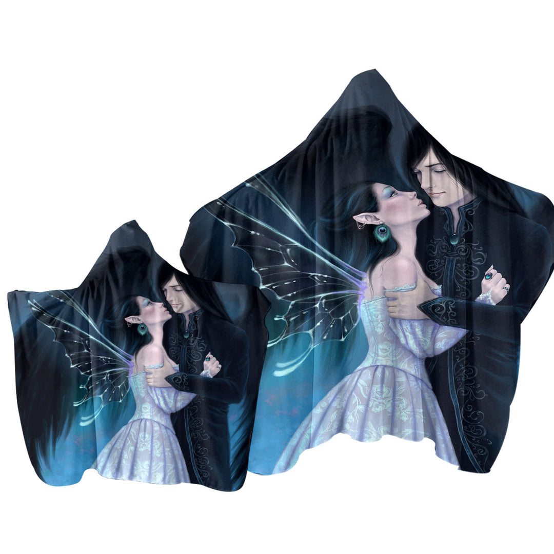 Fantasy Art Lovers Dark Angel and Sapphire Fairy Towel Hoodie