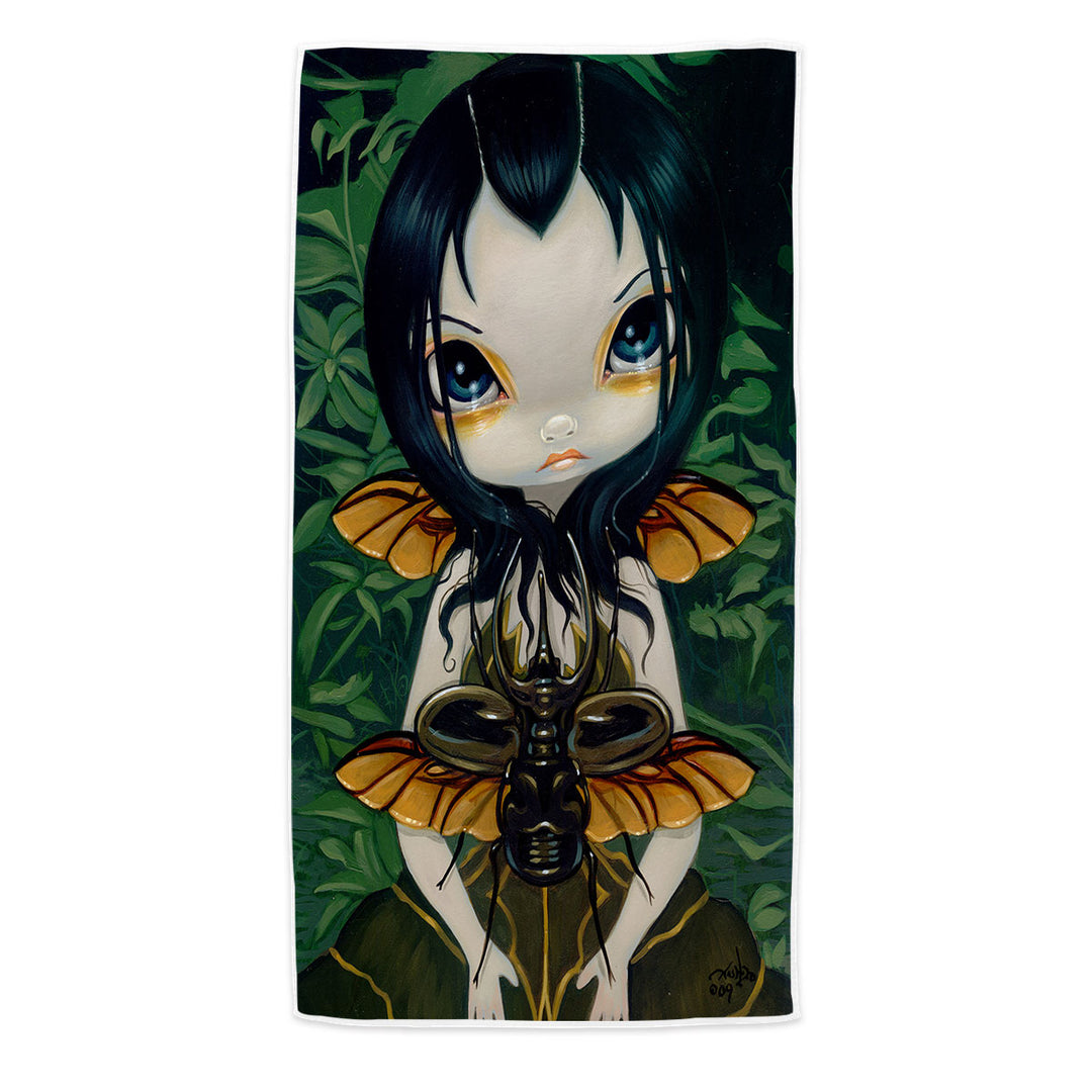 Fantasy Art Lovey Fairy Beetle Wings Microfibre Beach Towels