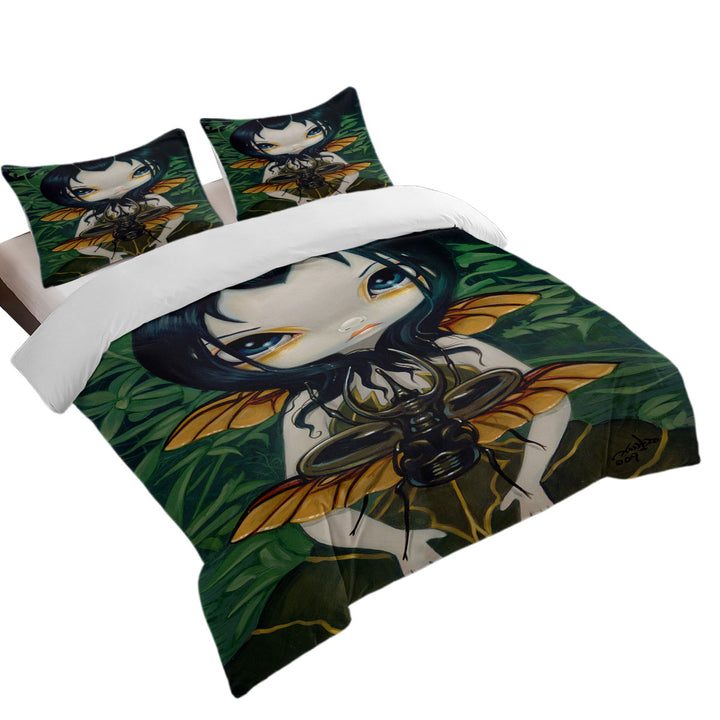 Fantasy Art Lovey Fairy Beetle Wings Oversized King Duvet Cover