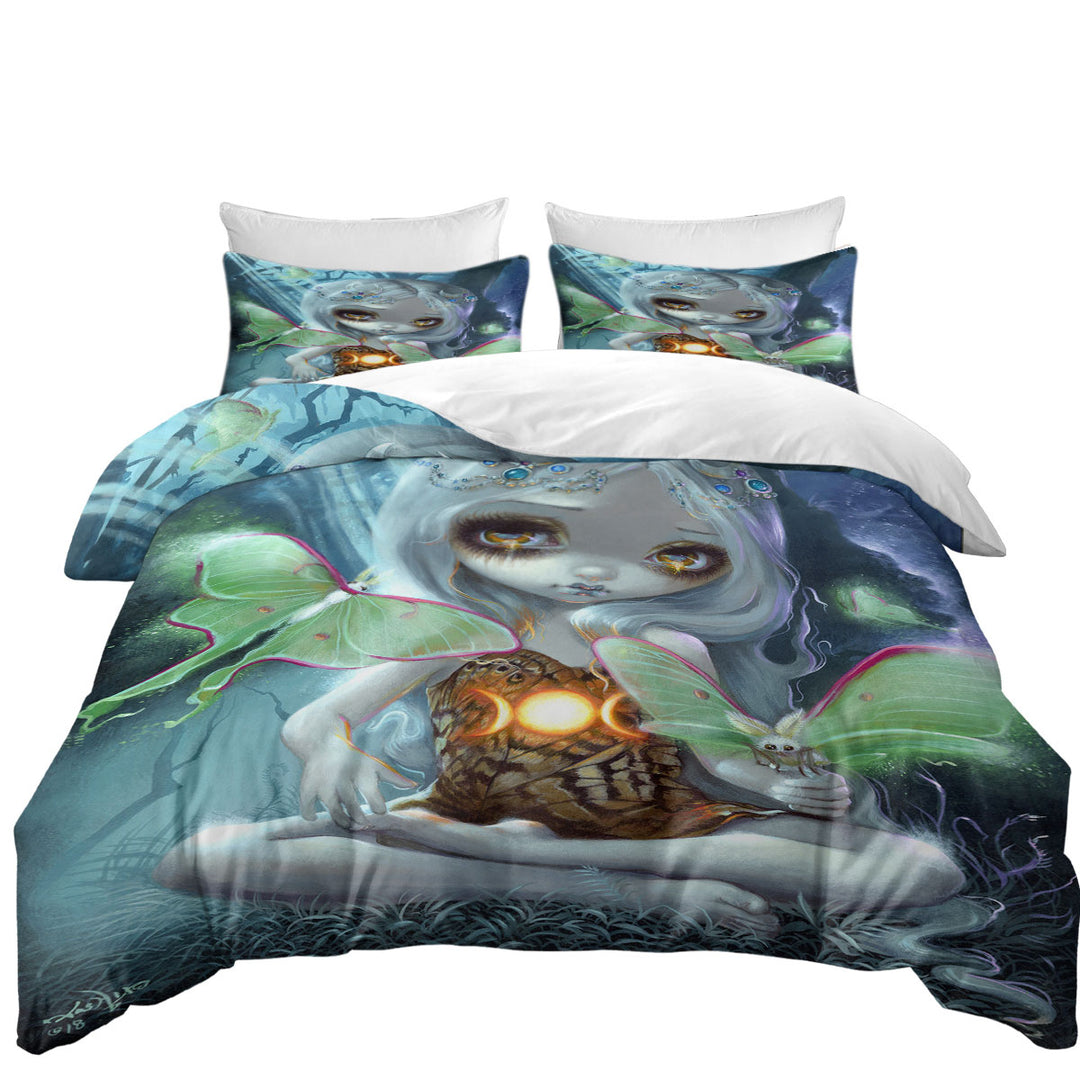 Fantasy Art Luna Moth Beautiful Glowing Moth Fairy Quilt Cover Sets