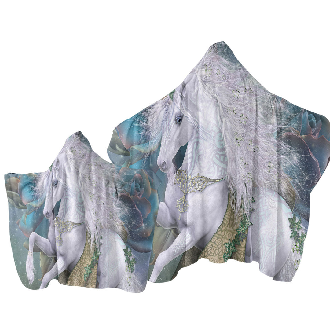 Fantasy Art Magical White Unicorn Towel Hoodie