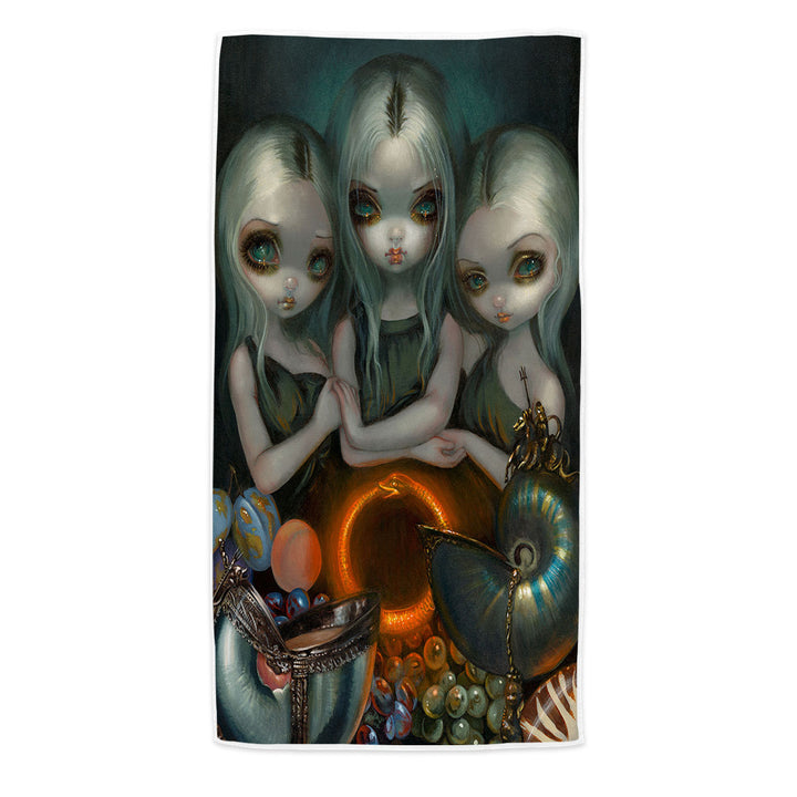 Fantasy Art Microfiber Beach Towel Three Maidens Allegory of Infinity