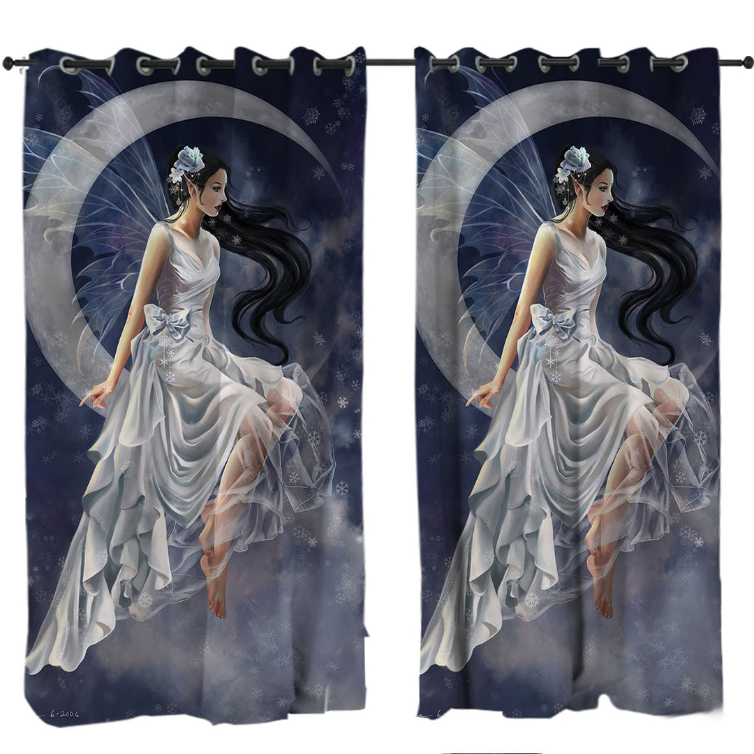 Fantasy Art Moon and the Beautiful Frost Fairy Drapes and Curtains