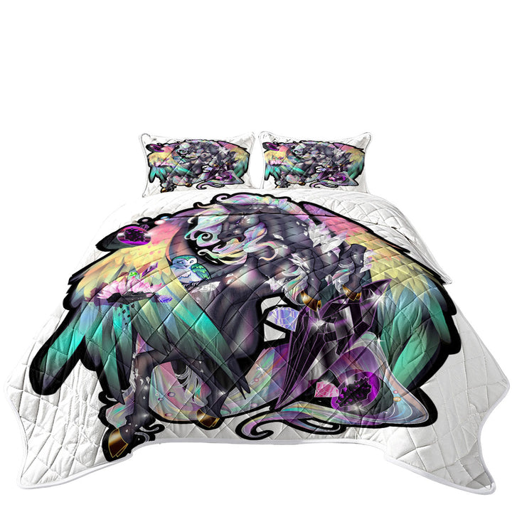 Fantasy Art Owl and Rudicorn California King Quilt Sets