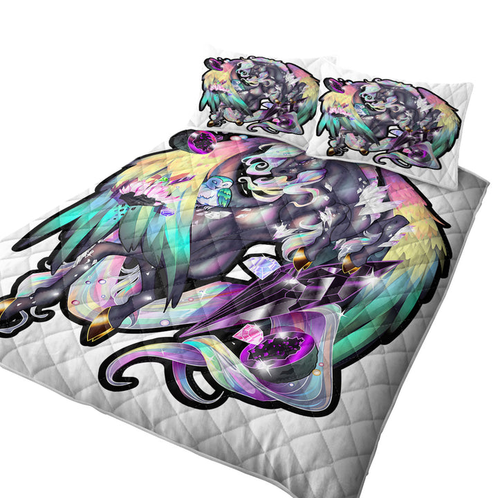 Fantasy Art Owl and Rudicorn King Size Quilt Sets