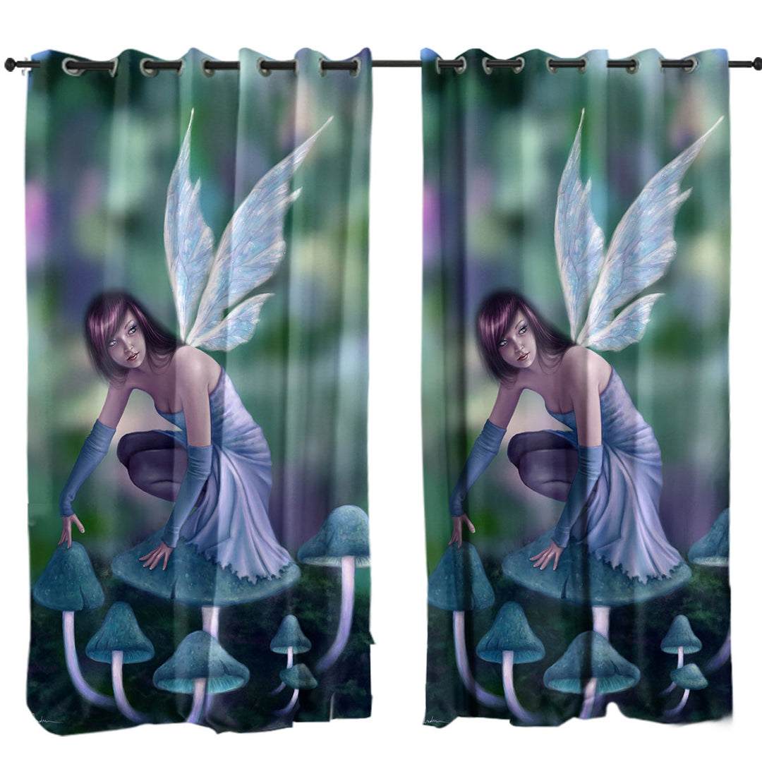 Fantasy Art Periwinkle Mushroom Fairy Curtains