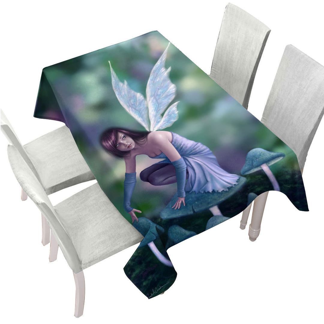 Fantasy Art Periwinkle Mushroom Fairy Custom table Covers