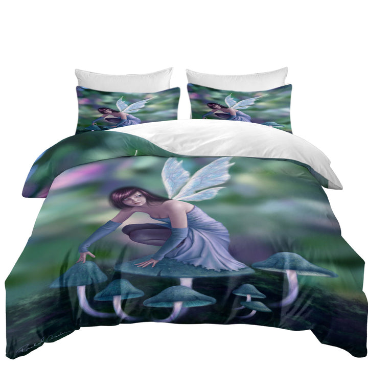 Fantasy Art Periwinkle Mushroom Fairy Duvet Covers