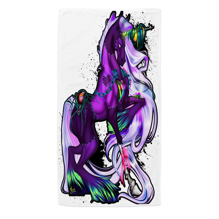 Fantasy Art Pool Towels Purple Rudicorn and Spider