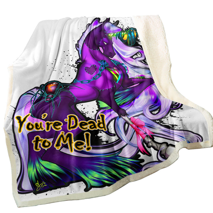 Fantasy Art Purple Rudicorn and Spider Cool Quote Blankets