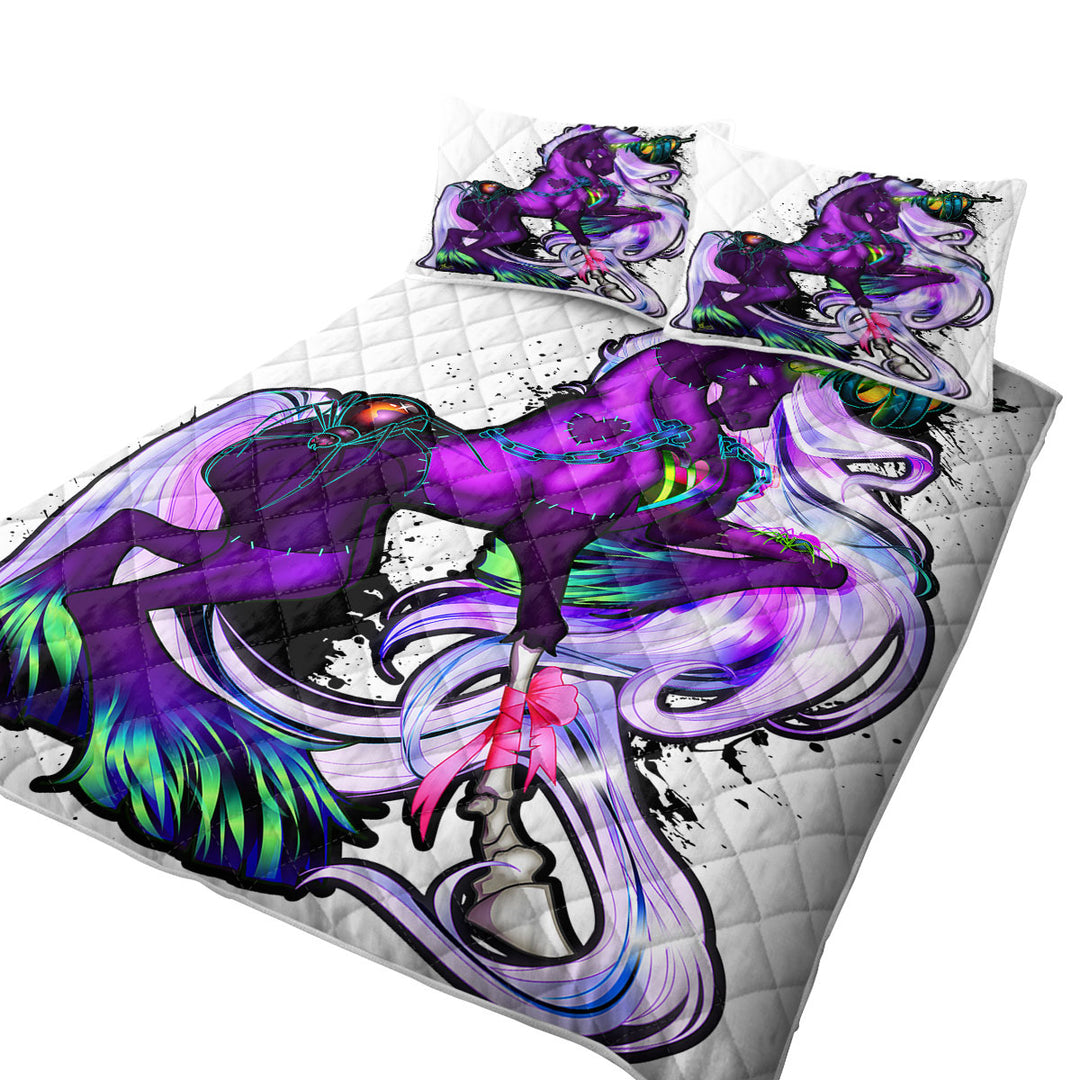 Fantasy Art Purple Rudicorn and Spider Quilt