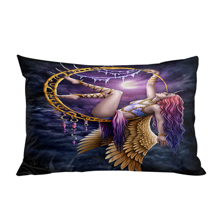 Fantasy Art Purplish Moon Light Aerial Angel Pillowcase