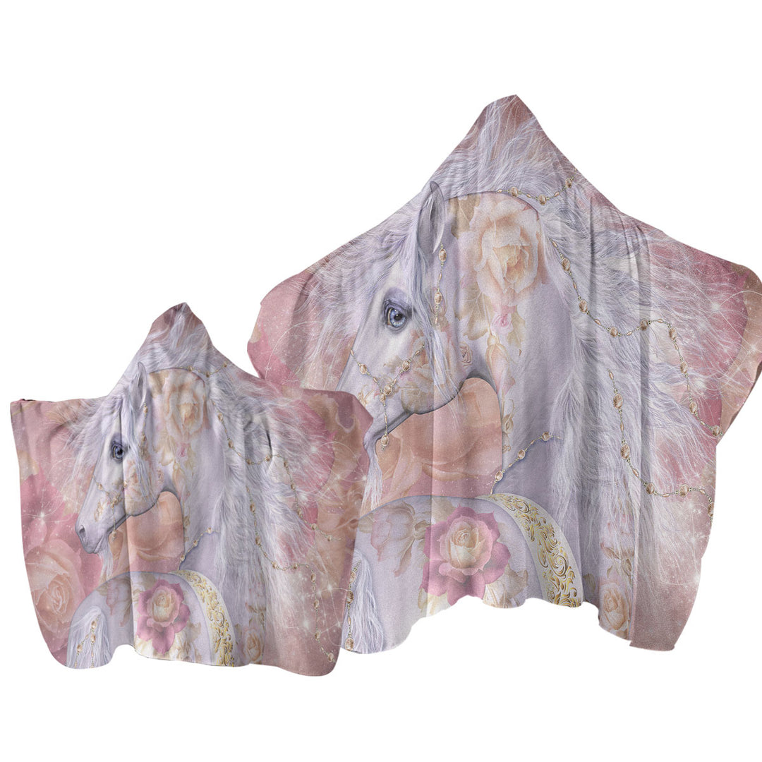 Fantasy Art Rosy Magical Unicorn and Roses Towel Hoodie