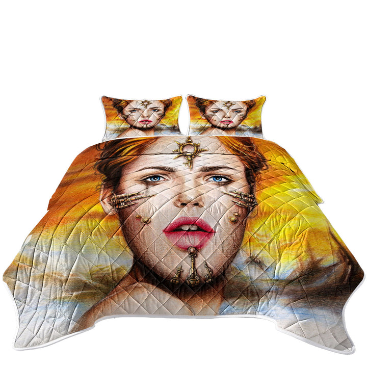 Fantasy Art Shibalba Beautiful Warrior Woman Quilts